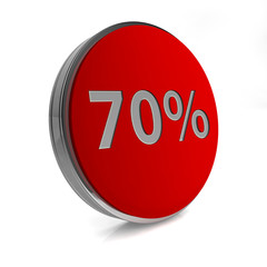Seventy percent circular icon on white background