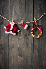 Christmas decoration over wooden background