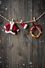 Christmas decoration over wooden background