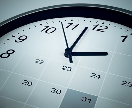 Calendar and clock face. Time manager and agenda concept.