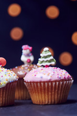 Christmas tree on cupcake