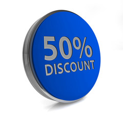 Discount 50 circular icon on white background