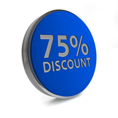 Discount 75 circular icon on white background