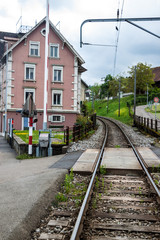 Fototapeta na wymiar Railway crossing in Wadenswil, Switzerland
