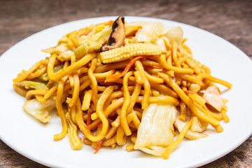 Noodles Japanese Yakisoba, vegetarian food.