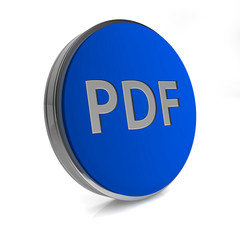 Pdf circular icon on white background