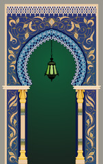 Islamic decorative arc with lantern - eps10