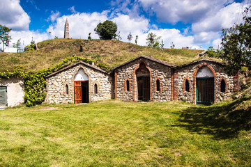 Fototapeta na wymiar Wine cellars in village Kobyli