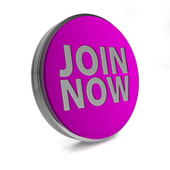 Join now circular icon on white background