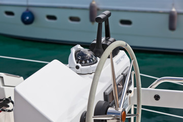 Sailing yacht control wheel and implement © dvoevnore