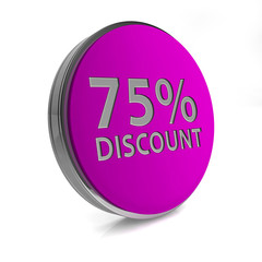 Discount 75 circular icon on white background