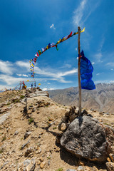 Buddhist prayer flags lungta in Spiti valley