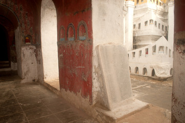 Stone slabs of Buddhist ( Tripitaka texts ) at Pagoda in temple.