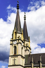 Fototapeta na wymiar Beautiful old catholic church tower