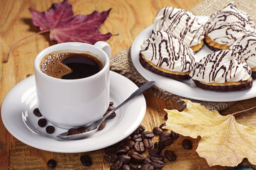 Coffee and cookies with marshmallow