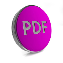 Pdf circular icon on white background