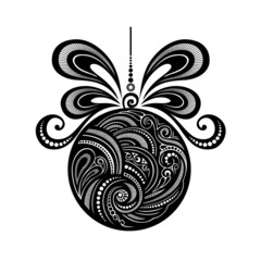 Vector Christmas Greeting Card. Vintage Card with Christmas Ball