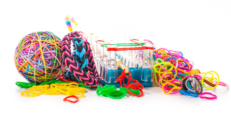 colorful wonder loom band rubber ball isolated on white