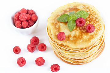 Pancakes with raspberry