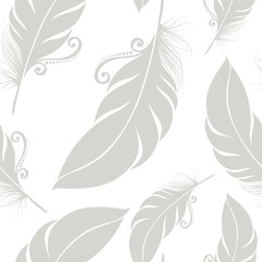 Seamless Pattern with Feathers (Vector)