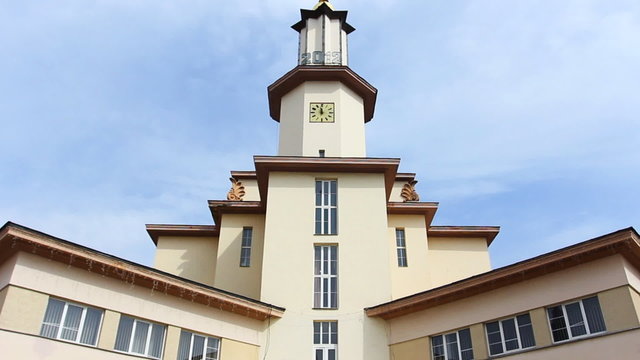 Ratusha in Ivano-Frankivsk, Ukraine, panorama from bottom to top