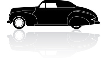 Vintage convertible coupe silhouette vector icon