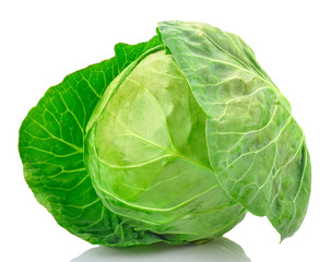 Fototapeta premium Green cabbage isolated on white background