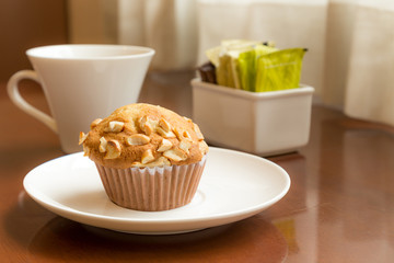 banana cake with coffee