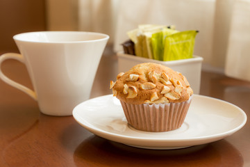 banana cake with coffee