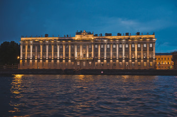 Naklejka premium City of St. Petersburg, night views from the motor ship 1179.