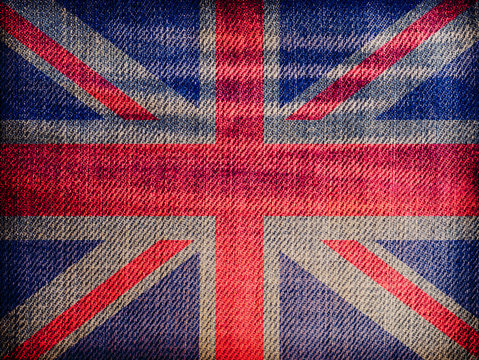 National flag on denim texture: UK