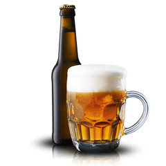 Bottle and Glass of Cold Beer