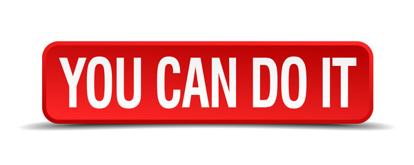 You can do it red 3d square button isolated on white