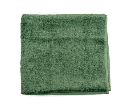 green towel on a white background