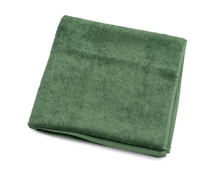 green towel on a white background