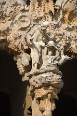 Fototapeta premium Barcelona - The holy Family sculpture on Sagrada la Familia