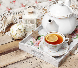 christmas tea in retro style