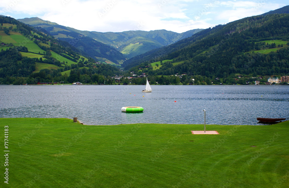 Poster Summer recreation on the meadow around the Lake Zell