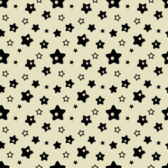 Seamless pattern with black stars