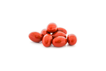 Vitamin capsules isolated on white background
