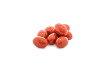 Vitamin capsules isolated on white background