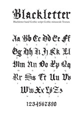 Blackletter gothic script hand-drawn font - 71741722