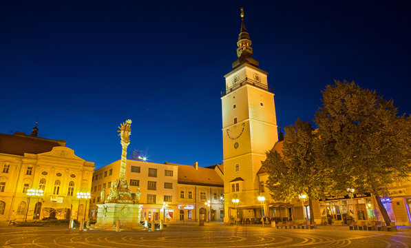 Trnava - Main square and the holy Trinity baroque column.