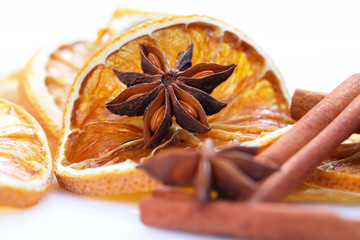 Anise star and food background