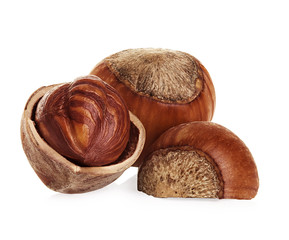 Hazelnuts isolated on a white background