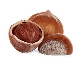 Hazelnuts isolated on a white background