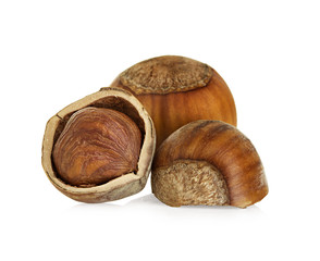 Hazelnuts isolated on a white background
