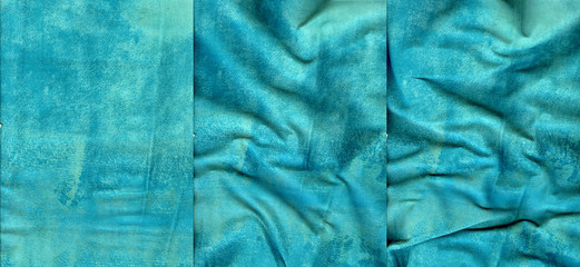 Set of turquoise suede leather textures