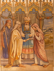 Trnava - neo-gothic fresco of Boaz and Ruth wedding