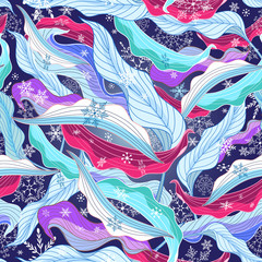 pattern from leaves and snowflakes